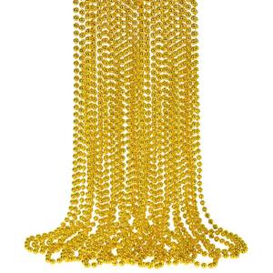 lot 186 image: SHAOQINLIN 12 PCS Gold Bead Necklace, Mardi Gras Beads Christmas Necklaces 33 Metallic Beaded Costume Party Necklaces for Parade Throws, Wedding, Birthday, Pirate Party Favors - Retail $5