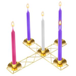 lot 188 image: Jingmore 1 Pcs Christmas Advent Candle Wreath Ring Metal Candle Holder for Pillar Advent Rustic Candlesticks Holders for Xmas Table Centerpiece Decor Home (Thin,Cross) - Retail $13