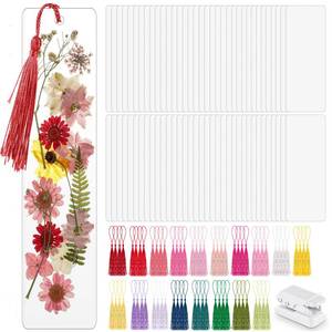 lot 198 image: Fuyoooo 301 Pcs DIY Bookmark Making Kit 150 Bookmark Laminating Pouches 5 Mil Hot Laminator Sleeves with 150 Rainbow Tassels and Puncher Fit Most Pouch Laminating Machines(2.36 x 8.5 Inches) - Retail $19