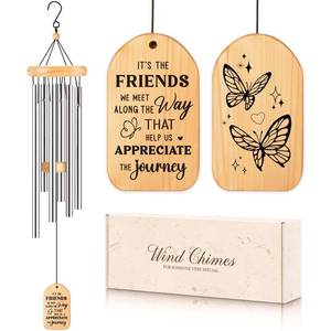 lot 204 image: Milcier Gifts for Friend Women, Birthday Gifts for Best Friend Women, Friendship Wind Chimes, Valentines Day, Thanksgiving, Christmas Idea for Best Friends, Bestie, BFF, 25.5 inches, Butterfly - Retail $16
