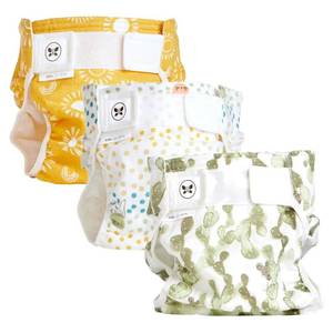lot 214 image: Honest Hybrid Cloth Diaper Covers with Pocket-Sling, Large (22-40 lbs), Stops Nighttime Leaks, Use with Boosties Disposable Diaper Pad or Reusable Insert, 3 Pack of Cotton Muslin Covers - Retail $70