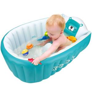 lot 217 image: SHXKUAN Inflatable Bathing Tub for Toddler,Non Slip Safety Thick Cushion Central Seat,Portable Travel Seat Baths Baby Swimming Pool for 0-5 Year(Blue) - Retail $24