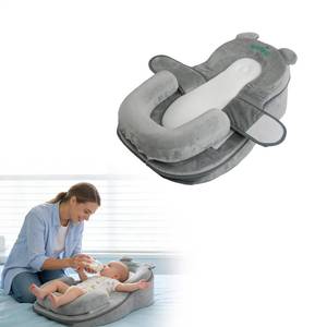 lot 223 image: XFaa Rootling Baby Feeding Pillow, Anti Overflow Feeding Pillow for Reducing Spit-Up, Safety Nursing Pillow, Baby Lounger Reflux Wedge Breastfeeding, Removable top and Bottom (Gray, Small) - Retail $50