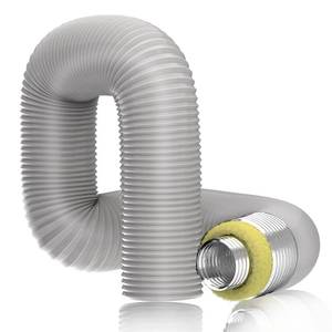 lot 230 image: Hon&Guan 4 Insulated Flexible Duct - 8 FT Noise Reducer Hose, Insulated Duct for Exhaust Fan Ductwork Insulation, Heating & Cooling HVAC Ventilation with 2 Clamps, Grey - Retail $35