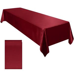 lot 245 image: Ruisita Satin Party Tablecloth Table Cover 58 x 102 Inches Wedding Rectangle Bright Silk Tablecloth Smooth Fabric Table Decor for Wedding Banquet Decoration, Burgundy - Retail $77