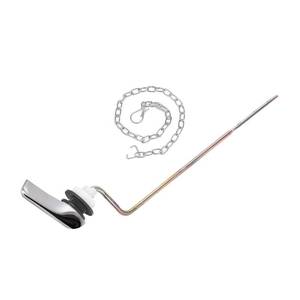 lot 256 image: Jwodo Toilet Handle Replacement Kit, Side Mount Toilet Trip Levers with Seal Gasket and Nut, with Stainless Steel Flapper Chains, Universal Replacement for Most Toilets (Chrome) - Retail $9