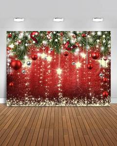 lot 263 image: Mocsicka Christmas Backdrop Red Ball Xmas Merry Christmas Party Decorations for Family Holiday for Photography Photo Booth Props (Red, 10x7ft(120x82)) - Retail $23