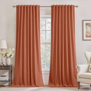 lot 269 image: UHITECH 108 Inch Long Blackout Curtains Living Room Darkening Terracotta Black Out Curtain for Bedroom Window Back Tab Rod Pocket Outdoor Waterproof Farmhouse Light Blocking Drapes Patio - Retail $60