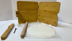 lot 68179 image: Bamboo Tortilla Press with Rolling Pin - Retail $25