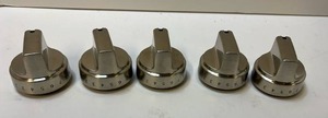 lot 68198 image: Stainless Steel Stove Control Knobs Set of 5 - Retail $35