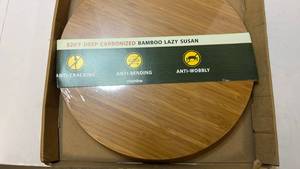 lot 68221 image: Carbonized Bamboo Lazy Susan Turntable - Retail $25