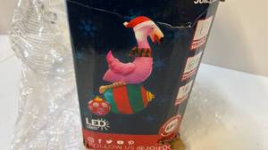 lot 68342 image: Joiedomi Christmas Pink Flamingo Inflatable LED Light Display - Retail $89