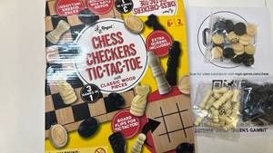 lot 68351 image: Regal Games 3-in-1 Chess, Checkers, and Tic-Tac-Toe Set - Retail $12