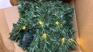 lot 68352 image: 10 Foot Christmas Pine Garland with LED Lights - Retail $12