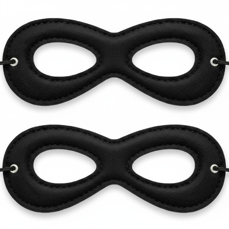 lot 24818 image: Superhero Black Eye Mask Black Felt Adjustable Costume Accessory for Halloween & Roleplay for Family Women(2 Pcs) - Retail $9