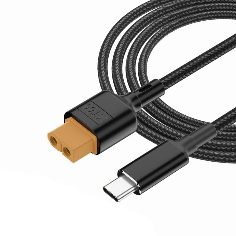 lot 24819 image: XT60 Charging Cable, UCB C to XT60 PD 100W 20V 5A SC100 Fast Charger Braided Cable 1.0M for ToolkitRC - Retail $10