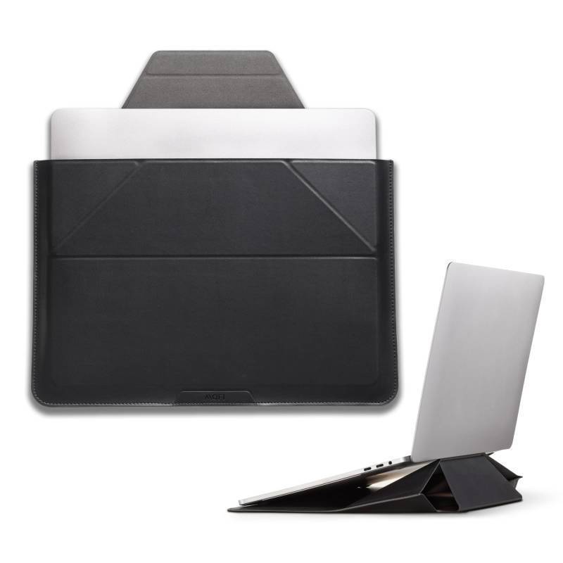 lot 43462 image: Laptop Carry Sleeve, 2-in-1 Laptop Bag & Stand for 14 MacBook AirPro & DellHPLenovoAsus, Stylish Slim Computer Sleeve Bag with Expandable Storage for Computer Accessories, Night Black - Retail $55