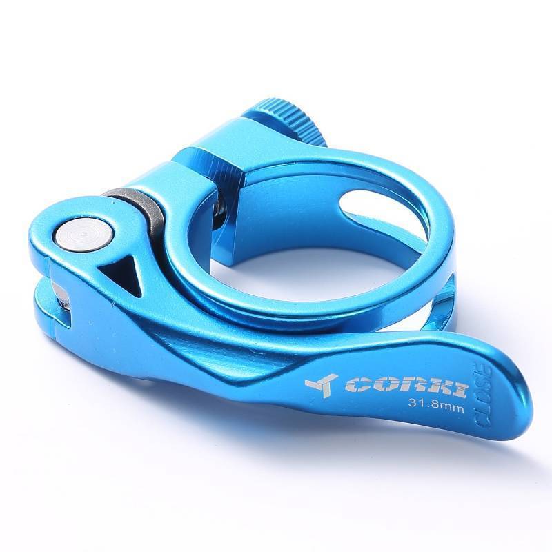 lot 53319 image: Adjustable Quick Release Bicycle Seatpost Clamp 31.8mm - Aluminum Alloy 6061 Blue KC89