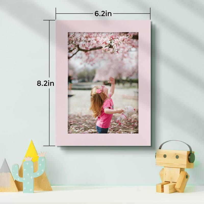 lot 61344 image: Golden State Art 5x7 Picture Frames Set of 8, Gallery Wall Frame Collage Tabletop Thin Frames with Plastic Glass, Horizontal or Vertical Display (5x7, Pink, 8-Pack) - Retail $19