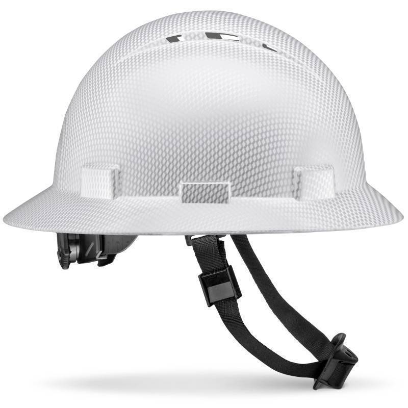lot 61422 image: Vented Full Brim Hard Hat, Ice Cube Platinum, Padded, OSHA Construction Safety Approved Hardhats, Hard Hats for Men, Cascos De Construction Helmet. - Retail $50