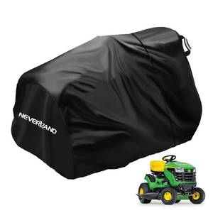 lot 61784 image: Riding Lawn Mower Cover - Lawn Tractor Cover with Drawstring & Storage Bag, Fits Decks up to 54, 420D Polyester Oxford, Reflective Handles - Retail $28
