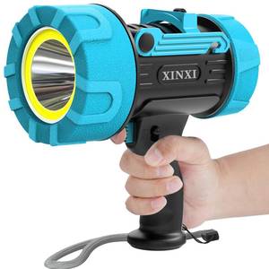 Rechargeable Spotlight with 1000000 Lumens COB Floodlight, IP67 Waterproof Spotlight Flashlight, Long Runtime Handheld Spot Light with Red Filter for Hiking, Boating, Hunting