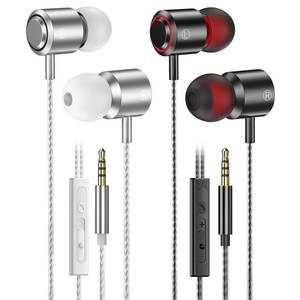 lot 61803 image: 2 Pack Wired Earbuds with Microphone, In-Ear Headphones Wired with Noise Blocking &Volume Control, Premium Sound& Lightweight Corded Earphones for Laptops, Tablets, MP3 & Most 3.5mm Interface Devices - Retail $10