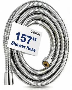 lot 61804 image: Shower Hose Extra Long 157 Inches, Flexible Stainless Steel Handheld Shower Hose, with Brass Insert and Nut - Retail $17