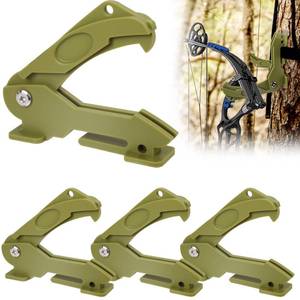 lot 61807 image: 4Pcs Saddle Hunting Bow Hangers, Saddle Hunting Gear Accessory Hooks for Gear Strap Tree Stand Rope, Sturdy and Lightweight, Outdoor Tree Stand Bow & Gear Hanger for Camping Hiking - Retail $19