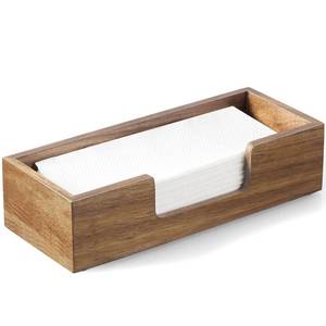 lot 61814 image: Paper Towel Dispenser Countertop, Acacia Wood Folded Paper Hand Towel Holder for Guest Bathroom, Commercial Tabletop Tissue Dispenser Tray for Multifold C-Fold, Z-Fold, Trifold - Retail $22