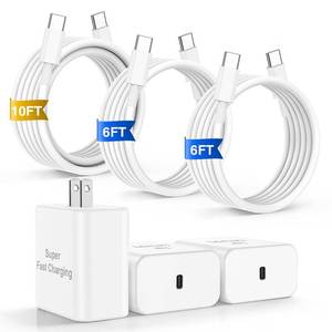 lot 61833 image: Charger Fast Charging, 45W Super Fast USB C Chargers (6FT6FT10FT) Type C Chargers Cord with Fast Charger BlockRetail $20