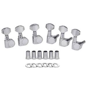 lot 61834 image: 6 Inline Guitar 2 Pin Tuners Tuning Keys Pegs Dual Pin Tuning Machine Heads for Squier StratTeleIbanezYamahaImport Style Guitars Mini Contemporary Button Chrome - Retail $18