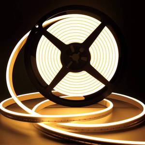 lot 61843 image: LED Neon Lights, 12V Warm White Dimmable LED Strip Lights, 16.4ft5m Waterproof LED Neon Rope Lights, Silicone 3000K Neon LED Strip for Bedroom Indoor Home Decor (Power Adapter Included) - Retail $25