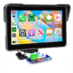 7 Inch Motorcycle CarPlay GPS Navigation System, Android Auto Portable CarPlay Screen for Motorcycle, Dual Bluetooth Car Play Moto, Si-ri, Goo-gle Assistant, EQ, IP67 Waterproof Moto Screen - Retail: $53