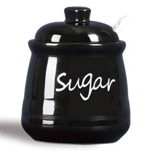 lot 61855 image: ONTUBE Ceramic Sugar Bowl with Lid and Spoon 12oz (Black) - Retail $13