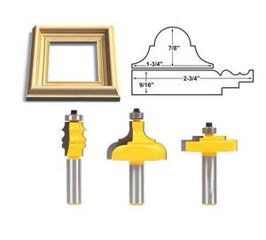 lot 61865 image: 3Pcs 12 Inch Shank Router Bit Set Complete Picture Frame Making Bit - Retail $34