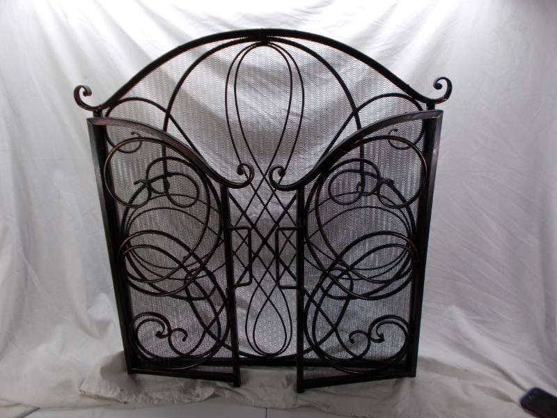 lot 1384 image: black fireplace screen