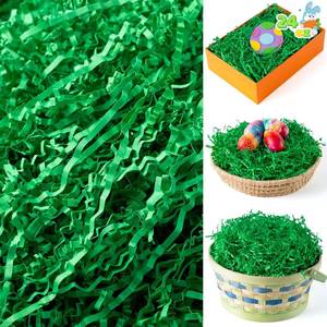 lot 307 image: JOYIN Easter Grass Crinkle Filler Paper Shred, Dark Green, 1.5 lb
