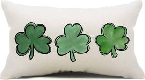 lot 310 image: DFXSZ St Patricks Day Pillow Covers 12x20 Clover Throw Pillow