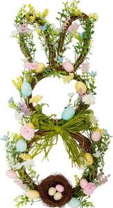 lot 383 image: 27-Inch Easter Wreath for Front Door, Bunny, Pastel Eggs