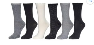 lot 387 image: Cuddl Duds Womens 6-Pack Super Soft Crew Sock Size 4-10