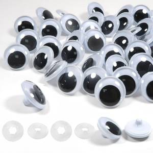 lot 281 image: TOAOB 50pcs Black Wiggle Googly Eyes Plastic Safety Eyes 23mm Round Craft Eyes with Washers for DIY Arts Crafts Stuffed Animals Amigurumis Bears Dolls Making