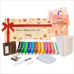 lot 286 image: Original Tobios Mini Wooden Watercolor Paint Set �� Compact Travel Art Kit with 12 Colors, Refillable Brush & Sketchbook �� Unique Creative Gift for Birthdays, Holidays & Art Lovers