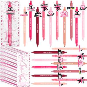 lot 295 image: Humyoun 30 Set Valentines Gymnastics Party Favors Bulk Black Ink Retractable Ballpoint Pens with Gymnast Inspirational Bookmarks Gymnastics Team Gifts for Women Birthday Goodie Bag Stuffers(Pink)