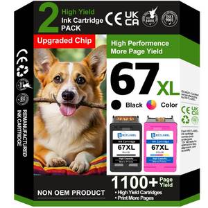 lot 303 image: 67XL Ink Cartridges BlackColor Combo Pack Compatible for HP 67XL Compatible for HP Ink 67 XL Works for HP DeskJet 4227e 2827e 2755e 2855e 2842e 2800 4155e 2755 2852e Envy 6055e 6000 6455e Printer