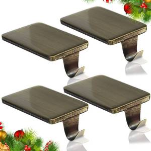 lot 310 image: HMASYO Christmas Stocking Holders for Mantle Set of 4, Heavy Duty Cast Iron Stocking Hangers Base, Low Profile Weighted Stocking Holder Hooks for Fireplace Tabletop Shelf Christmas Decoration, Bronze