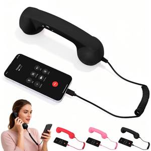 lot 318 image: Retro Phone Handset for iPhone & Android, Cell Phone Receiver with Microphone & Speaker,Retro Phone Handset,Comfortable Retro Telephone Style Landline Handle Receiver Cell Mobile Phones (Black)
