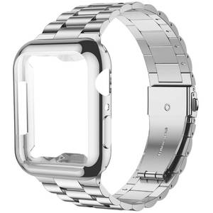 lot 319 image: iiteeology Compatible with Apple Watch Bands 44mm Series 6 5 4 Se, Upgraded Stainless Steel Band with iWatch Screen Protector Case for Men Women SilverSilver