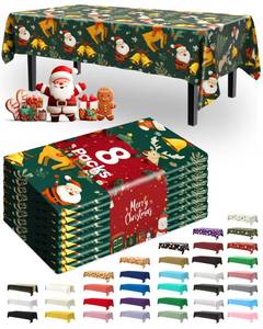 lot 350 image: Pureegg Plastic Table Cloth Disposable  54 x 108 Inch Rectangle Tablecloths, Sturdy Leakproof Plastic Covers for Party, Picnic, Wedding, Winter & Xmas Decoration, Christmas Green
