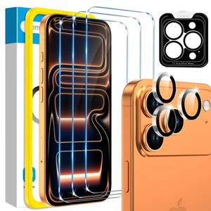 lot 354 image: Fotbor Compatible for 3 Pack iPhone 17 Pro Max Screen Protector with 1 Set Camera Lens Protector, 2025 Upgrade 9H Premium Tempered Glass 17 Promax, Easy Installation Kits, 6.9 inch